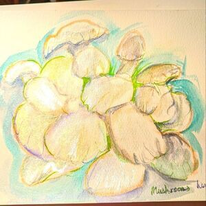 Wendy Gell art watercolor magical mushrooms.